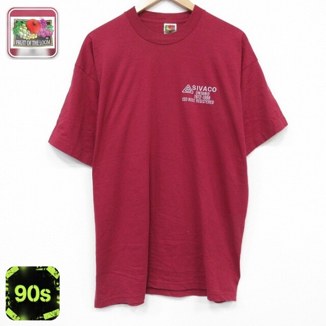 フルーツオブザルーム 90s 半袖Tシャツ SIVACO バーガンディ メンズXL相当 | 古着