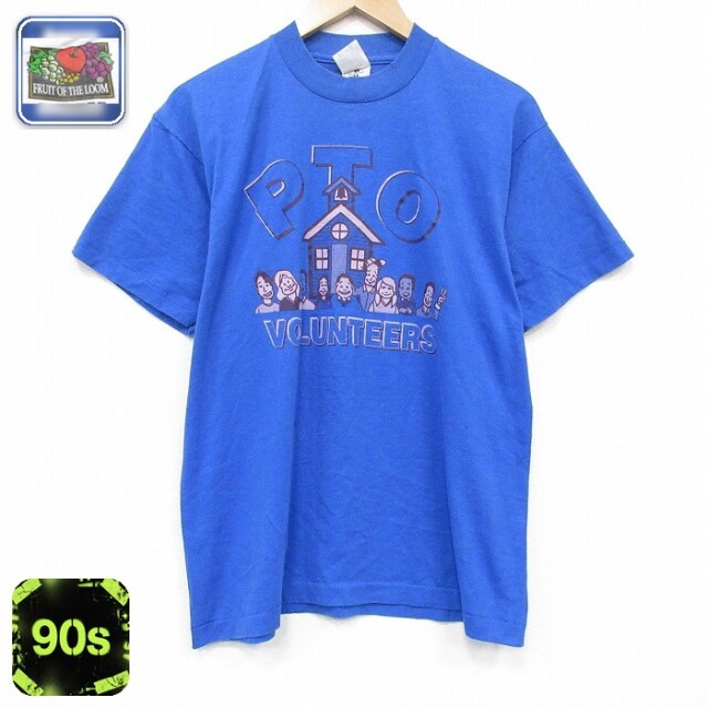 フルーツオブザルーム 90s 半袖Tシャツ PTO ブルー メンズL相当 | 古着