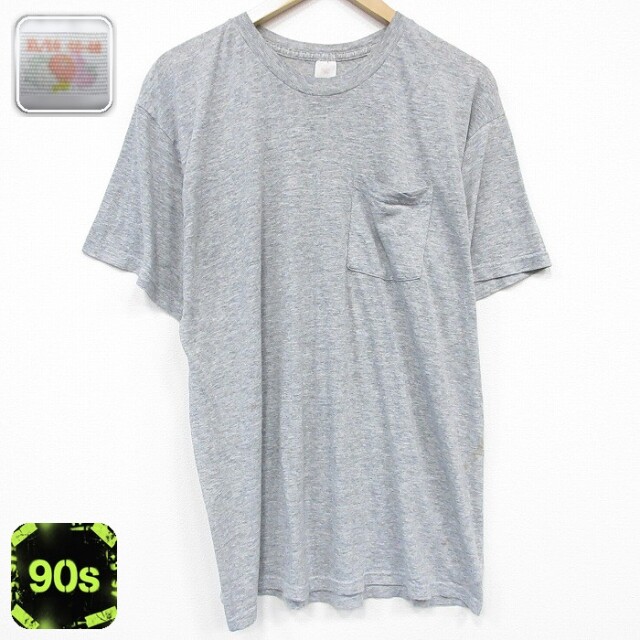 フルーツオブザルーム 90s 半袖Tシャツ 胸ポケット グレー メンズXL相当 | 古着