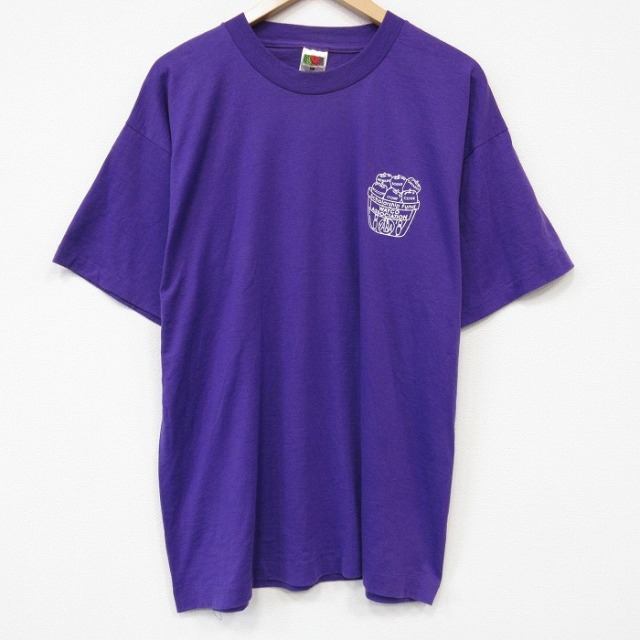 フルーツオブザルーム 90s 半袖Tシャツ リンゴ パープル メンズXL相当 | 古着