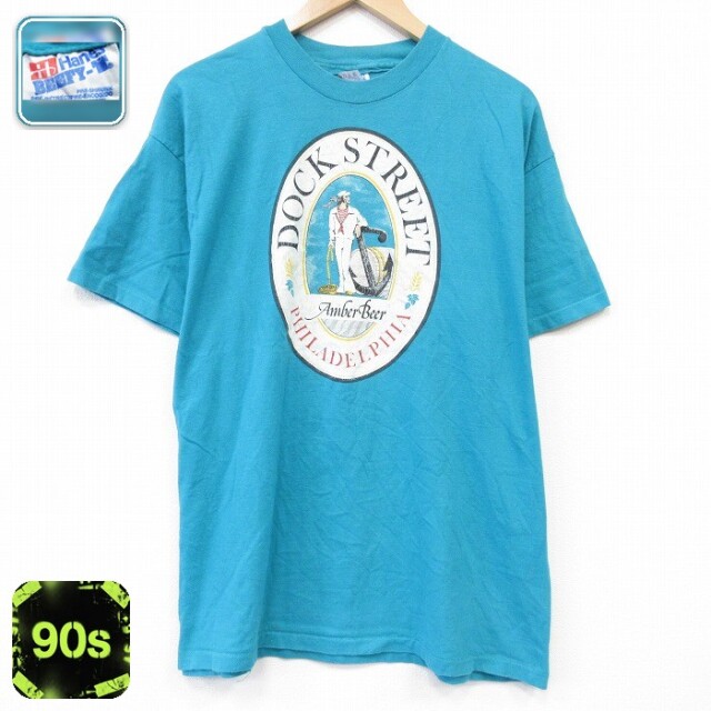 【20%OFF】ヘインズ 90s 半袖Tシャツ フィラデルフィア ライトブルー メンズXL相当 | 古着