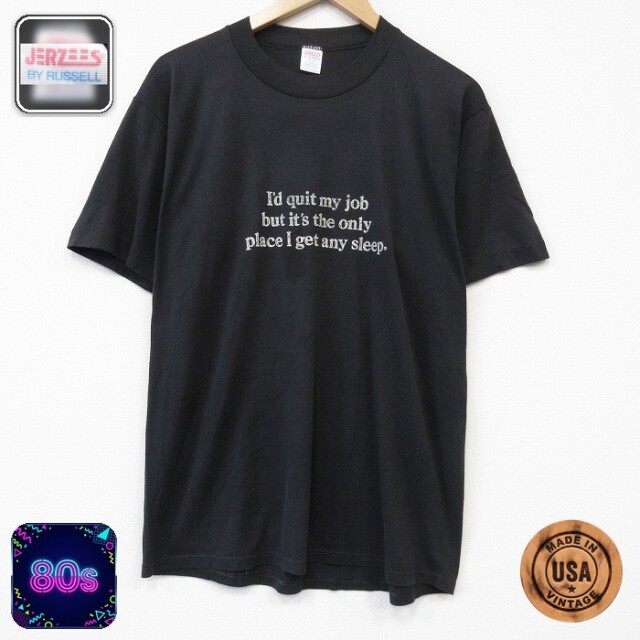 【20%OFF】80s 半袖Tシャツ メッセージ ブラック メンズL相当 | 古着