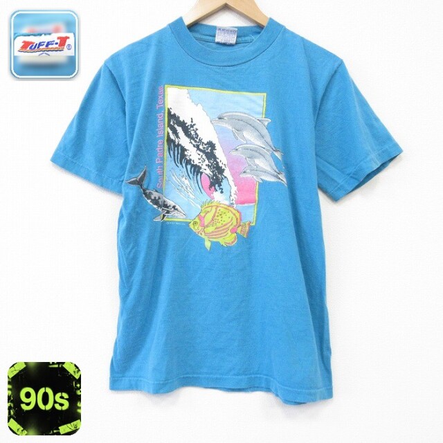 90s 半袖Tシャツ 魚 ライトブルー メンズM相当 | 古着