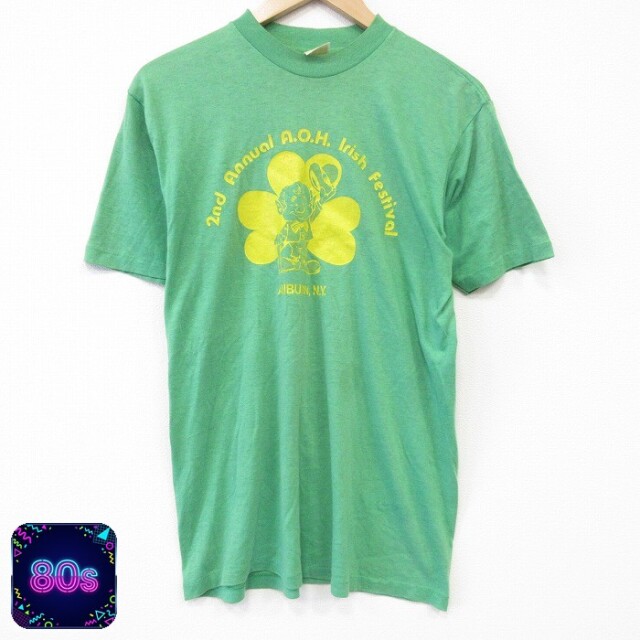80s 半袖Tシャツ クローバー グリーン メンズM相当 | 古着