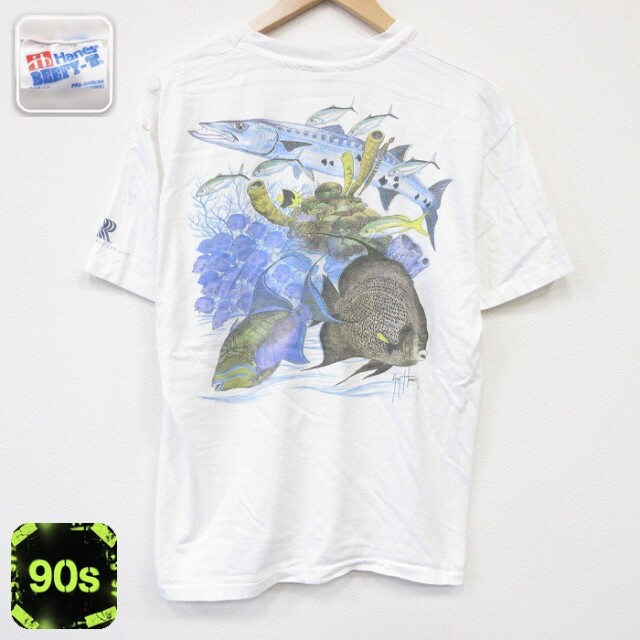 ヘインズ 90s 半袖Tシャツ ガイハーベイ ホワイト メンズL相当 | 古着