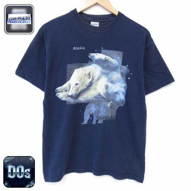 00s 半袖Tシャツ シロクマ ネイビー メンズM相当 | 古着