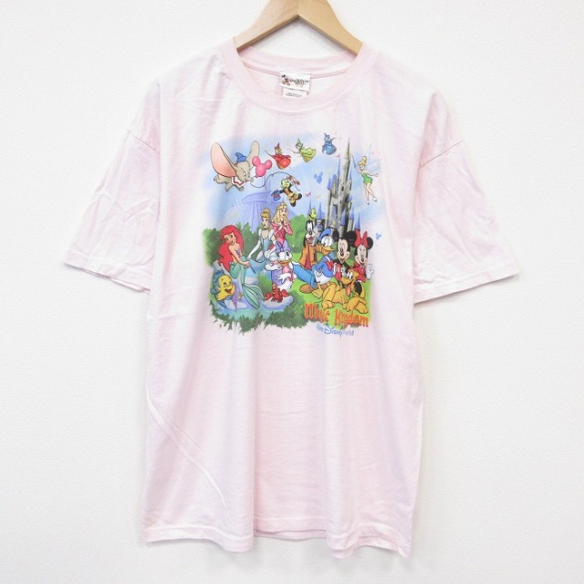 ディズニー 00s 半袖Tシャツ マジッククングダム ピンク メンズXL相当 | 古着