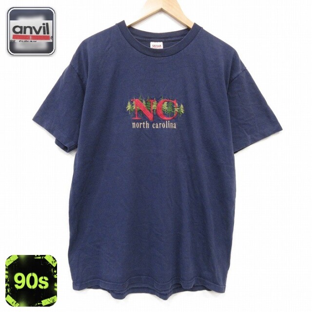 90s 半袖Tシャツ NO刺繍 ネイビー メンズXL相当 | 古着