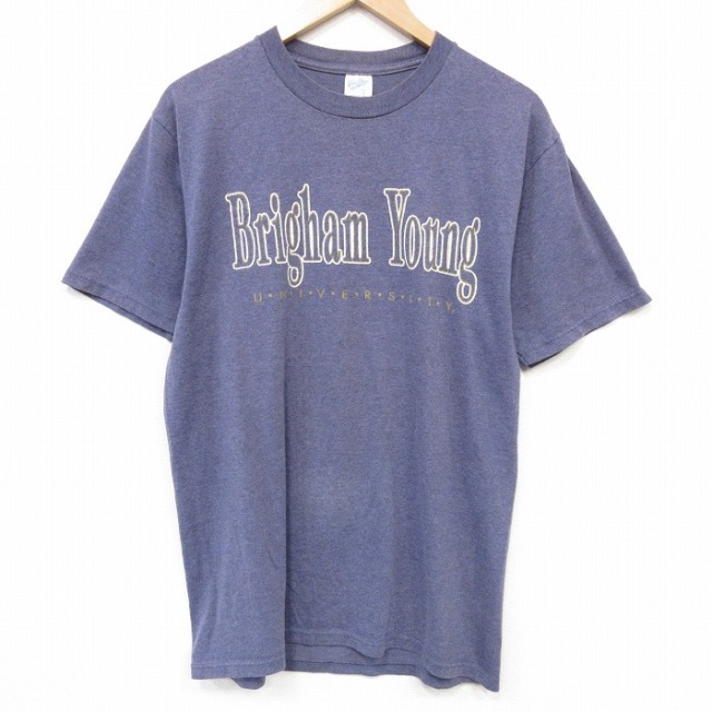 90s 半袖Tシャツ Brighamカレッジ パープル メンズL相当 | 古着