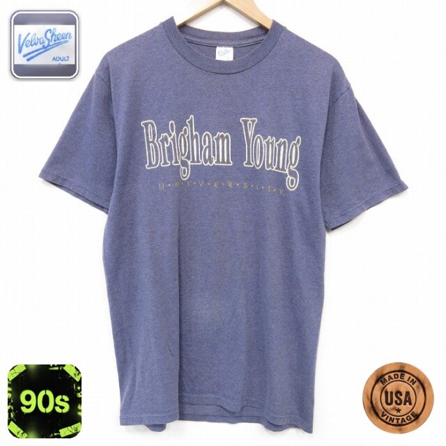 90s 半袖Tシャツ Brighamカレッジ パープル メンズL相当 | 古着