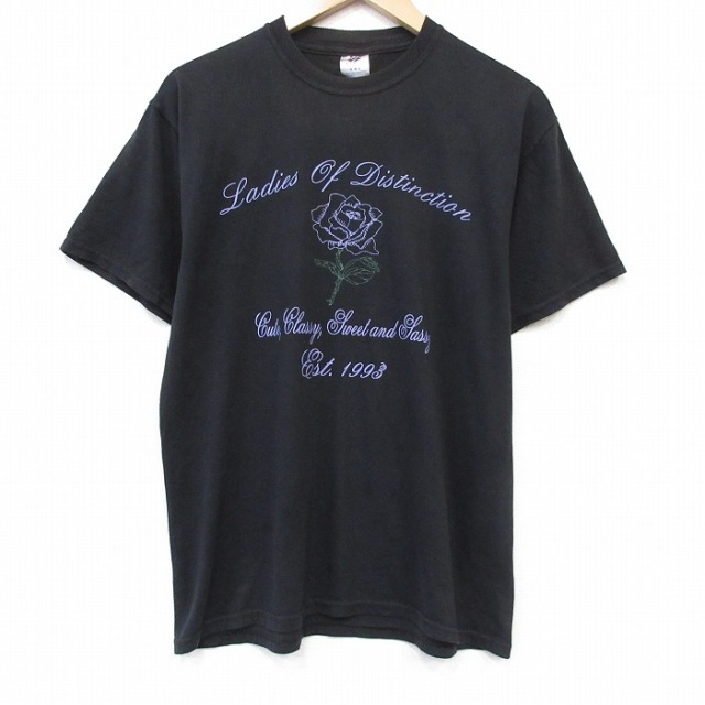 00s 半袖Tシャツ バラ ブラック メンズL相当 | 古着