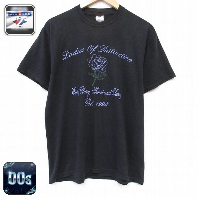 00s 半袖Tシャツ バラ ブラック メンズL相当 | 古着