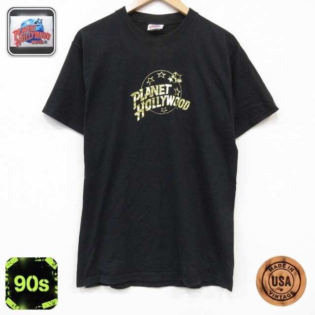 プラネットハリウッド 90s 半袖Tシャツ プラネットハリウッドプリント ブラック メンズL相当 | 古着