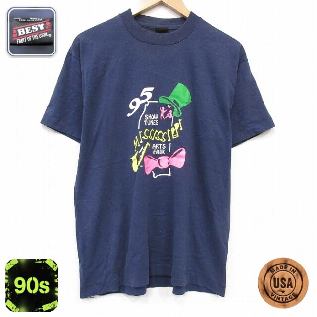 フルーツオブザルーム 90s 半袖Tシャツ ミシシッピ ネイビー メンズXL相当 | 古着