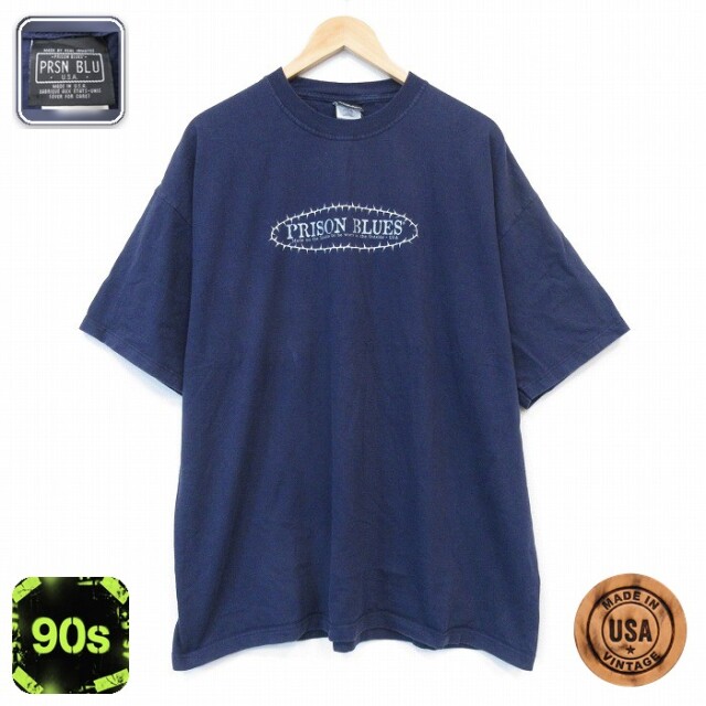 90s 半袖Tシャツ PRISON ネイビー メンズXL相当 | 古着