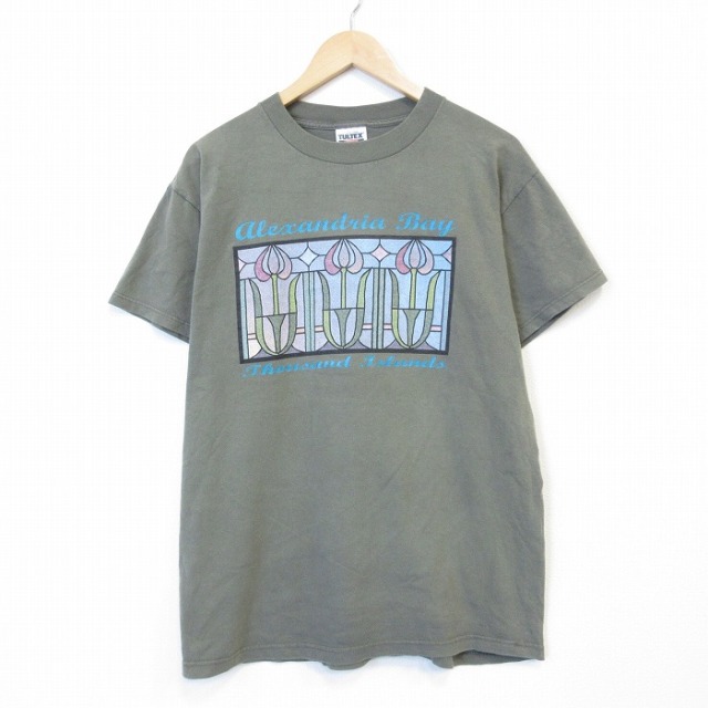 TULTEX 90s 半袖Tシャツ チューリップ カーキ メンズL相当 | 古着