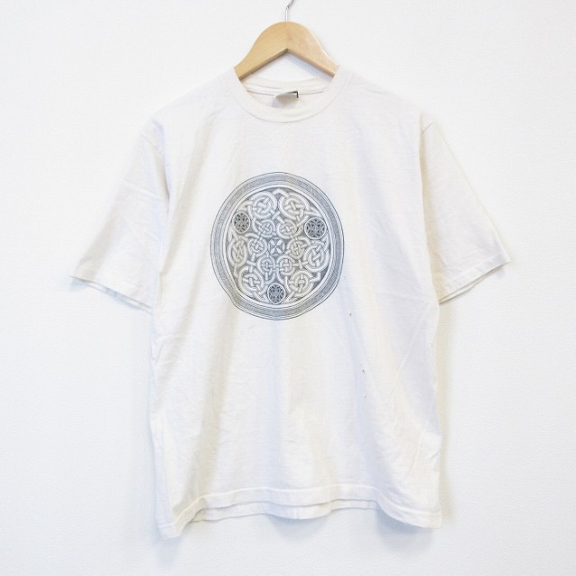 90s 半袖Tシャツ ケルト文様 ベージュ メンズL相当 | 古着