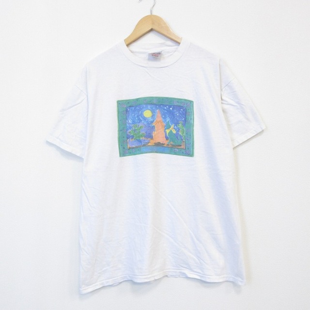 オニータ 90s 半袖Tシャツ オオカミ ホワイト メンズXL相当 | 古着