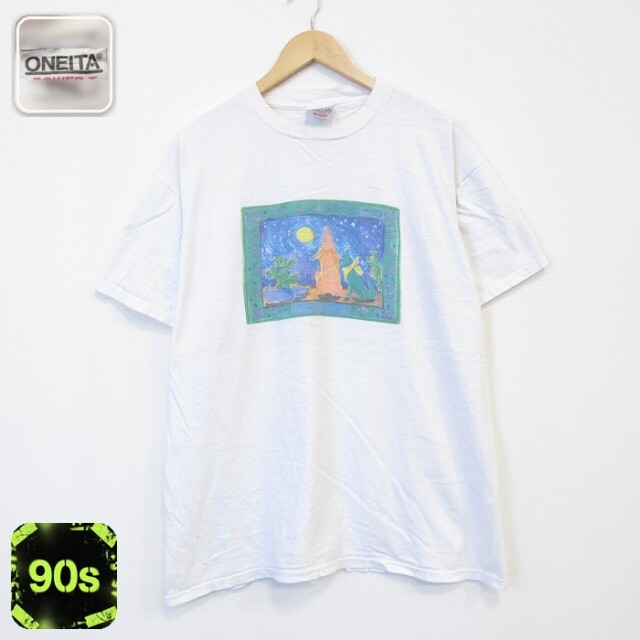オニータ 90s 半袖Tシャツ オオカミ ホワイト メンズXL相当 | 古着