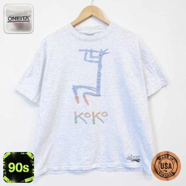 オニータ 90s 半袖Tシャツ KOKO 霜降りグレー メンズL相当 | 古着