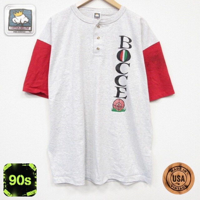 90s 半袖Tシャツ BOCCE ツートンカラー グレー メンズXL相当 | 古着