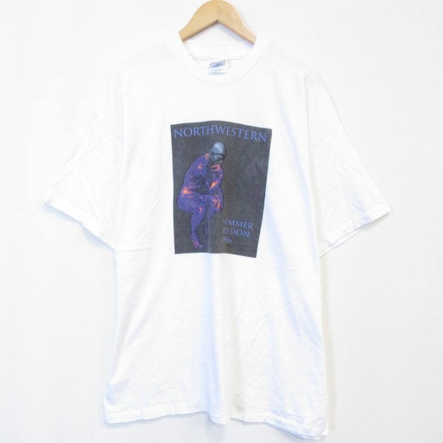 ヘインズ 90s 半袖Tシャツ 考える人 ホワイト メンズXL相当 | 古着