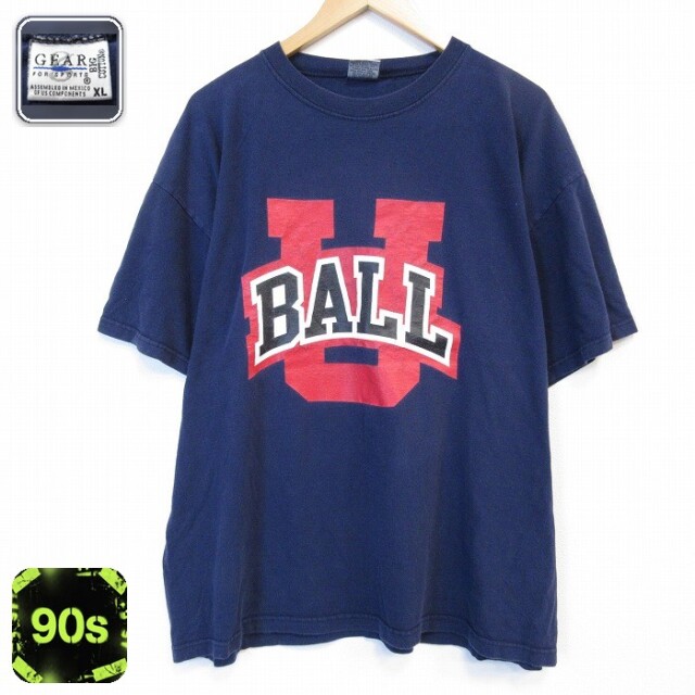 90s 半袖Tシャツ BALL ネイビー メンズXL相当 | 古着