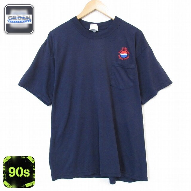 ペプシ 90s 半袖Tシャツ 胸ポケット付き ネイビー メンズXL相当 | 古着