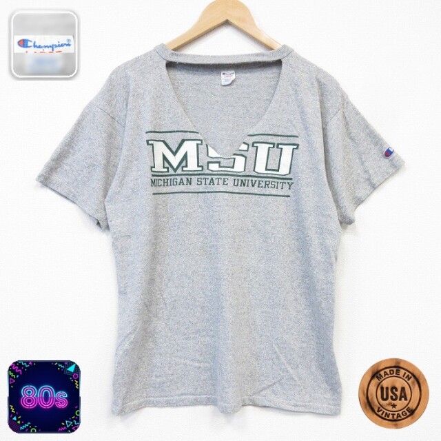 チャンピオン 80s 半袖Tシャツ ミシガンカレッジ グレー メンズL相当 | 古着