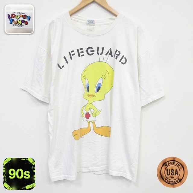 ルーニーテューンズ 90s 半袖Tシャツ トゥイーティー ホワイト メンズXL相当 | 古着