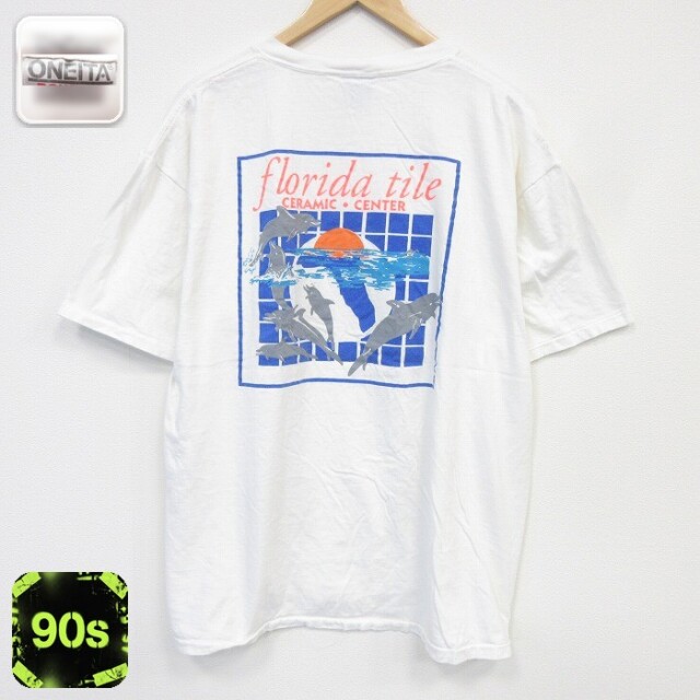 オニータ 90s 半袖Tシャツ イルカ ホワイト メンズXL相当 | 古着