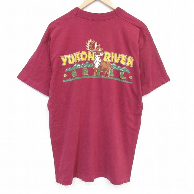 フルーツオブザルーム 90s 半袖Tシャツ シカ バーガンディ メンズXL相当 | 古着