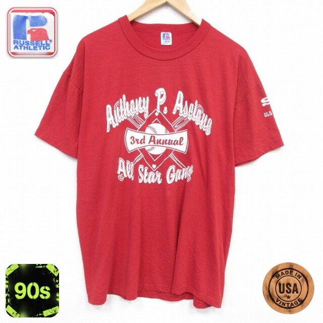 ラッセル 90s 半袖Tシャツ オースルターゲーム レッド メンズXL相当 | 古着