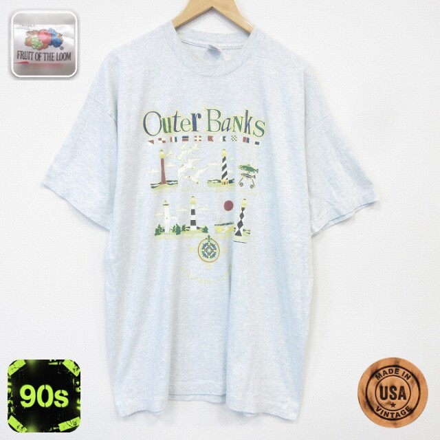フルーツオブザルーム 90s 半袖Tシャツ 灯台 グレー メンズXL相当 | 古着