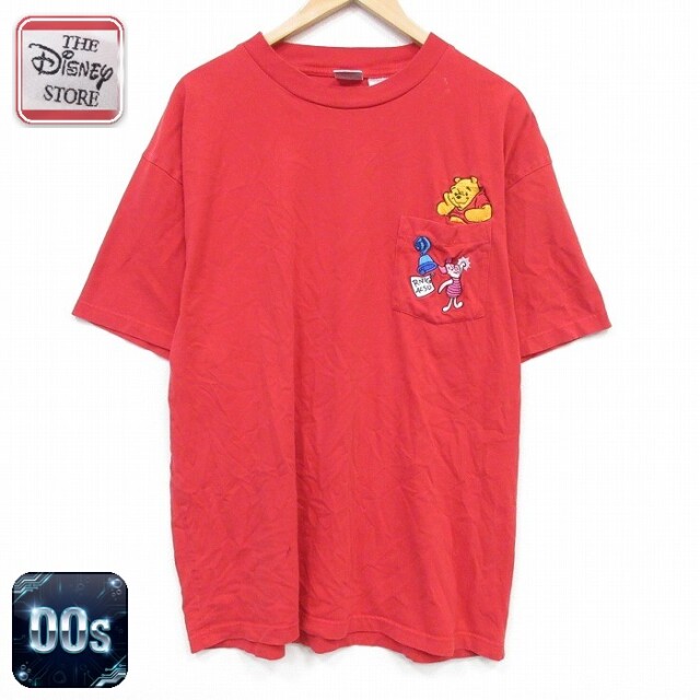 ディズニー 00s 半袖Tシャツ くまのプーさん レッド メンズXL相当 | 古着