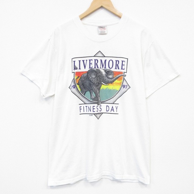 オニータ 90s 半袖Tシャツ ゾウ企業広告 ホワイト メンズL相当 | 古着