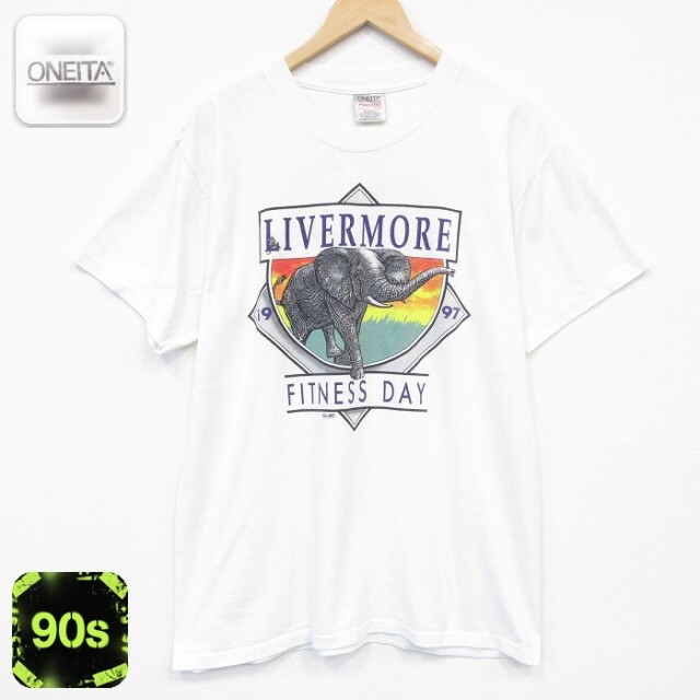 【20%OFF】オニータ 90s 半袖Tシャツ ゾウ企業広告 ホワイト メンズL相当 | 古着