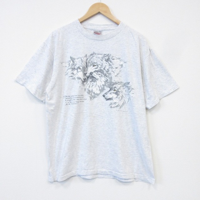 オニータ 80s 半袖Tシャツ オオカミ グレー メンズXL相当 | 古着
