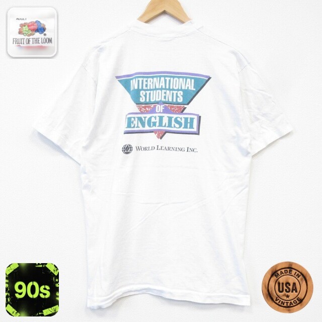 フルーツオブザルーム 90s 半袖Tシャツ ENGLISH ホワイト メンズL相当 | 古着