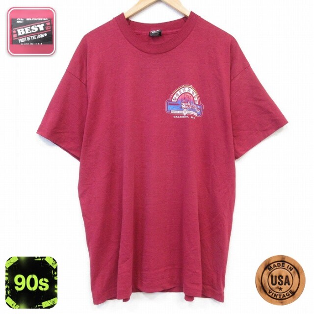 フルーツオブザルーム 90s 半袖Tシャツ CALABASH バーガンディ メンズXL相当 | 古着