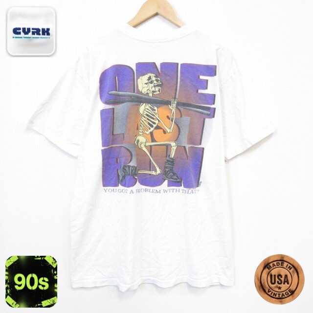 90s 半袖Tシャツ スケルトン ホワイト メンズXL相当 | 古着