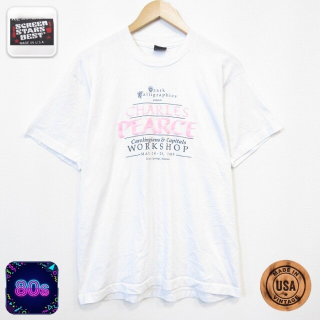 スクリーンスターズ 80s 半袖Tシャツ PEARCE ホワイト メンズL相当 | 古着