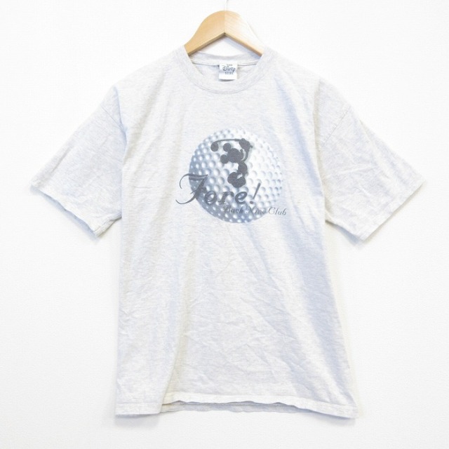 ディズニー 90s 半袖Tシャツ ミッキーゴルフ グレー メンズL相当 | 古着