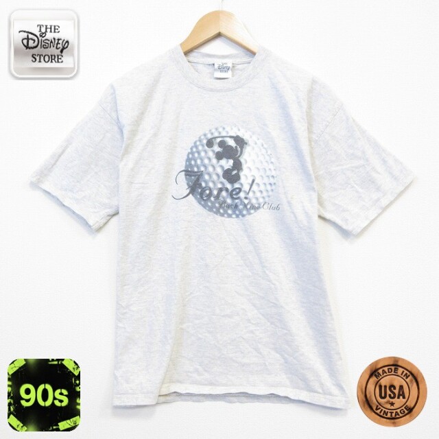 ディズニー 90s 半袖Tシャツ ミッキーゴルフ グレー メンズL相当 | 古着