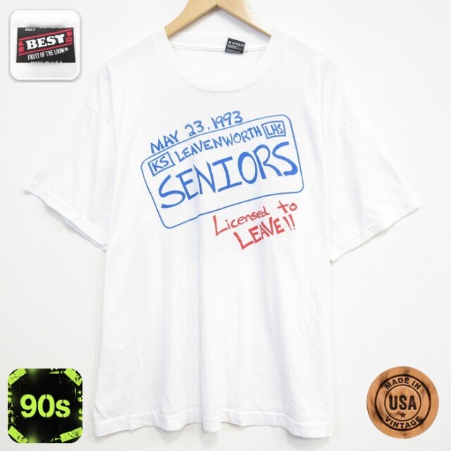 フルーツオブザルーム 90s 半袖Tシャツ SENIORS ホワイト メンズXL相当 | 古着
