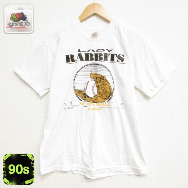 フルーツオブザルーム 90s 半袖Tシャツ ソフトボール ホワイト メンズL相当 | 古着