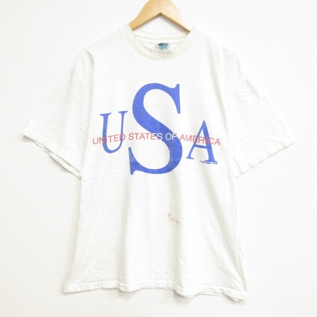 90s 半袖Tシャツ USAロゴ ホワイト メンズXL相当 | 古着