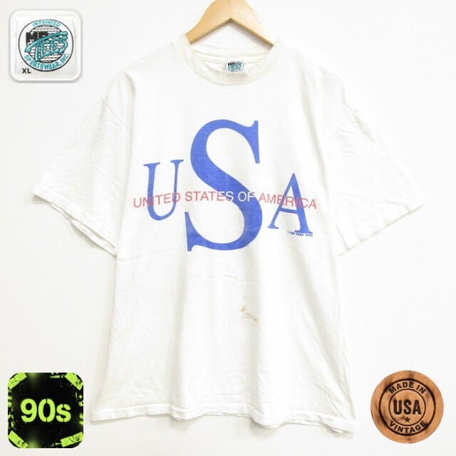 90s 半袖Tシャツ USAロゴ ホワイト メンズXL相当 | 古着