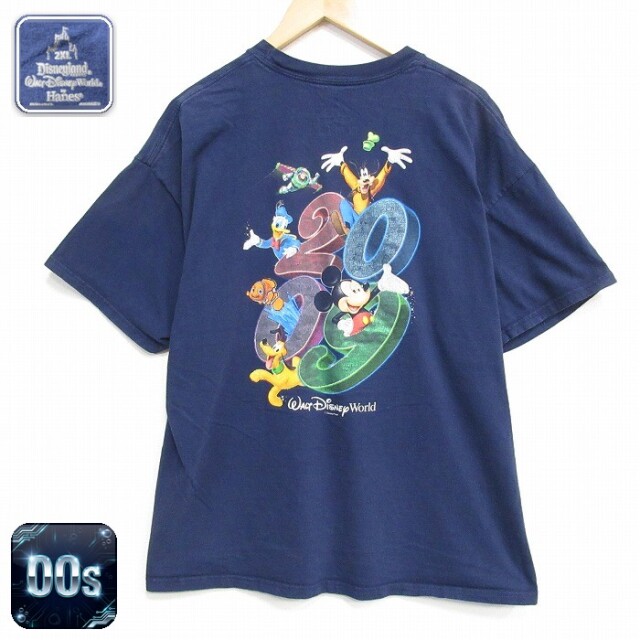 ヘインズ 00s 半袖Tシャツ ディズニー ミッキー ネイビー メンズXL相当 | 古着