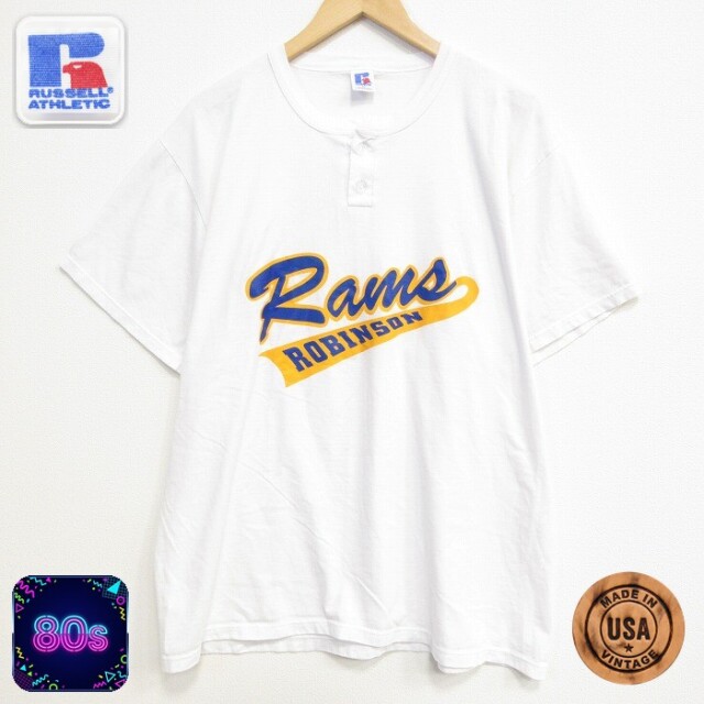 ラッセル 80s 半袖Tシャツ Rams ホワイト メンズXL相当 | 古着
